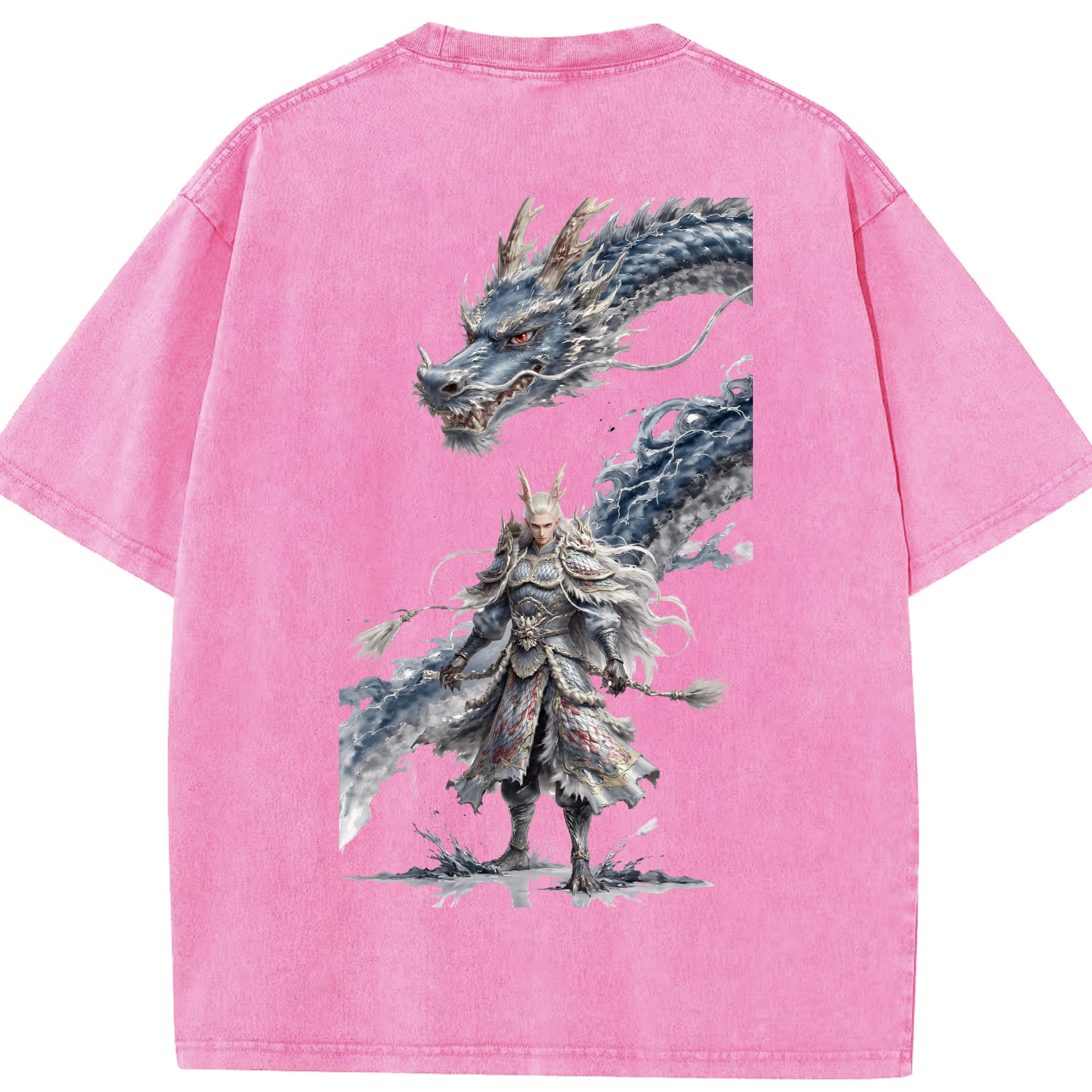 （画像用） Ne Zha 2 ナタ 魔童の大暴れ 綿100% ヴィンテージ風 半袖Tシャツ（背面プリント）